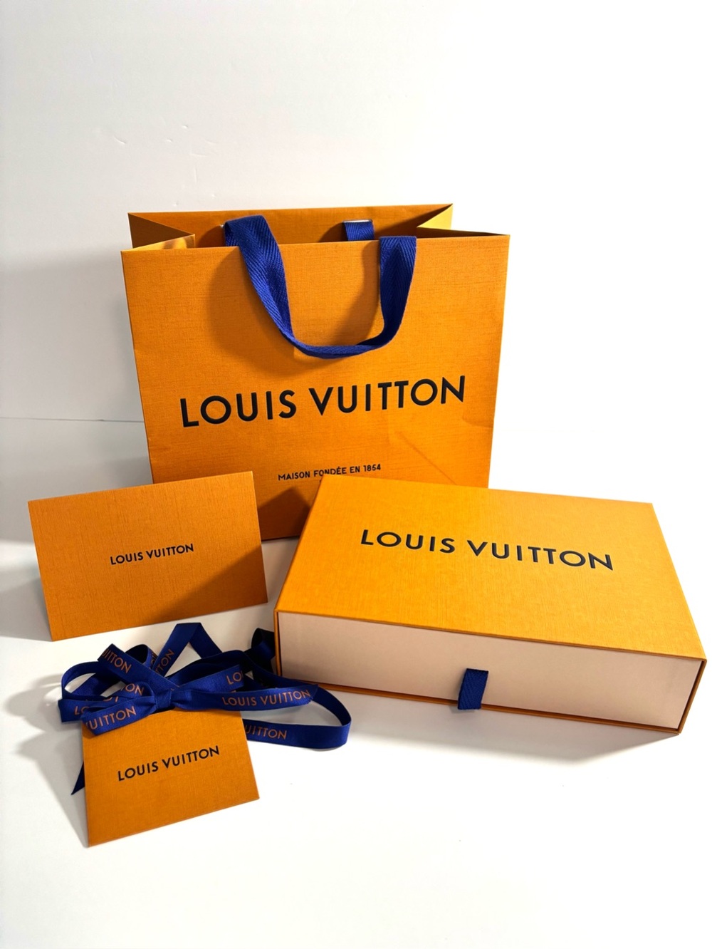 Authentic Louis Vuitton Small Gift Box, Ribbon, gift tag and Paper Bag
